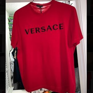 Versace Red Embroidered Logo T-Shirt